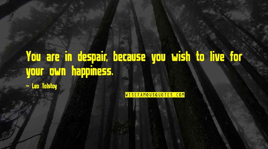 I Wish Happiness Quotes By Leo Tolstoy: You are in despair, because you wish to