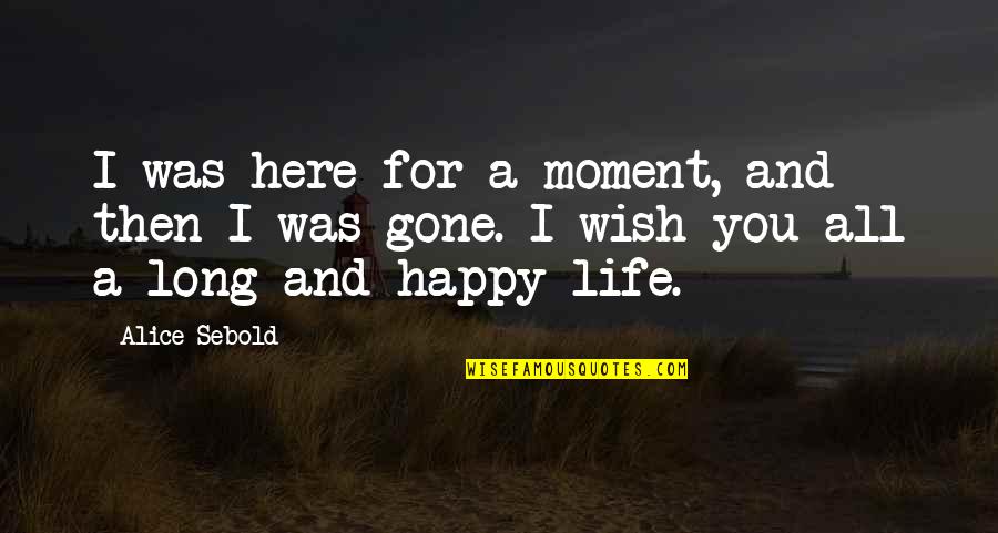 I Wish I Was Happy Quotes By Alice Sebold: I was here for a moment, and then