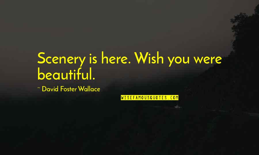 I Wish I Were Beautiful Quotes By David Foster Wallace: Scenery is here. Wish you were beautiful. I Wish I Were Beautiful Quotes By David Foster Wallace: Scenery is here. Wish you were beautiful.