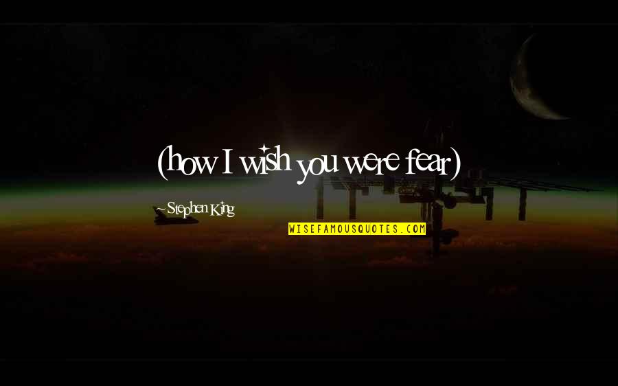 I Wish I Were Quotes By Stephen King: (how I wish you were fear) I Wish I Were Quotes By Stephen King: (how I wish you were fear)