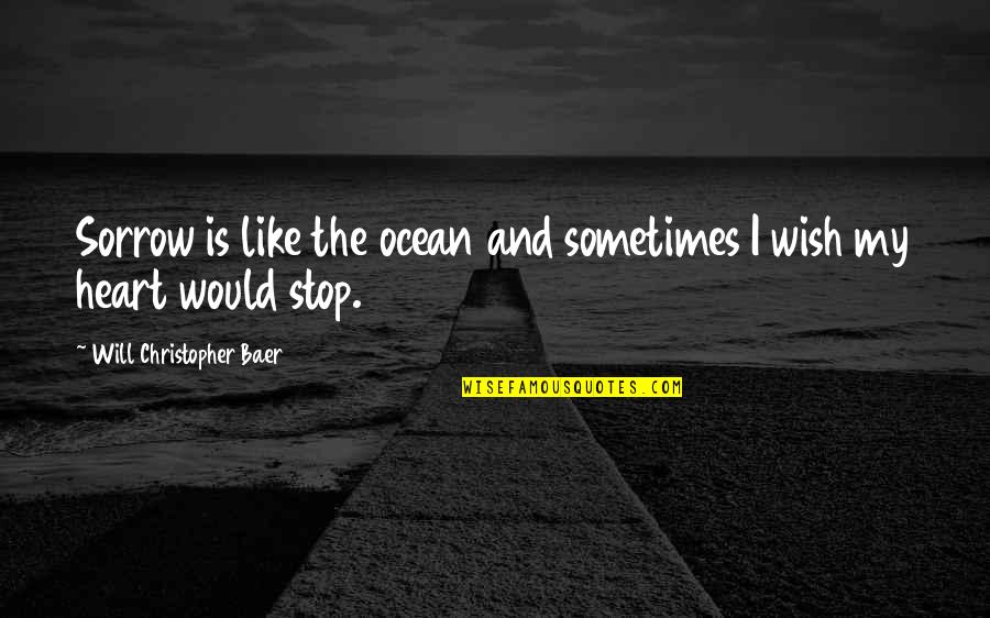 I Wish Quotes By Will Christopher Baer: Sorrow is like the ocean and sometimes I