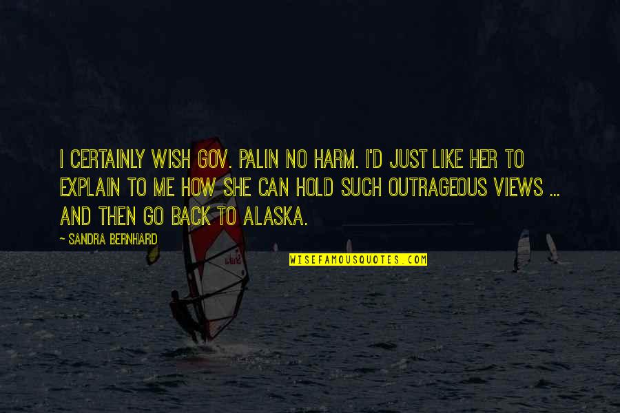 I Wish To Hold You Quotes By Sandra Bernhard: I certainly wish Gov. Palin no harm. I'd