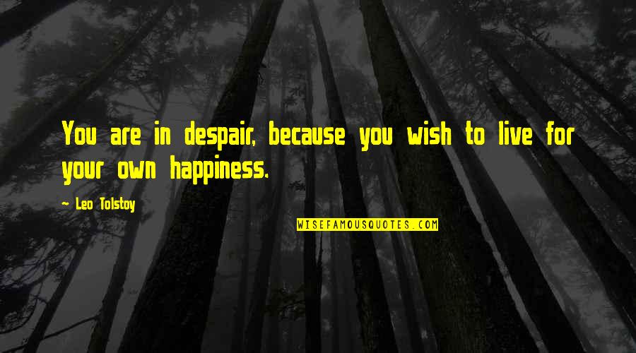 I Wish You All The Happiness Quotes By Leo Tolstoy: You are in despair, because you wish to