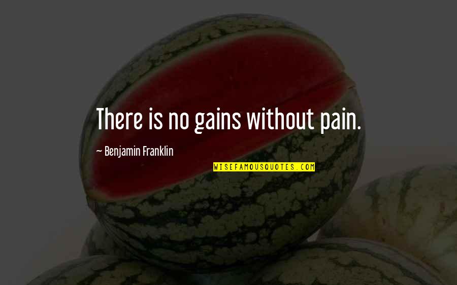 I Wish You Cared Quotes By Benjamin Franklin: There is no gains without pain.