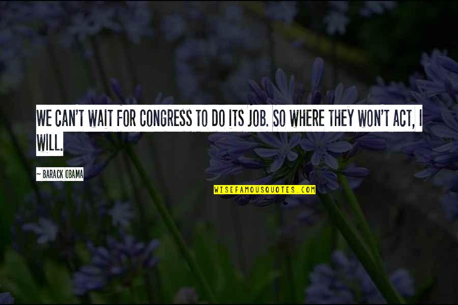 I Won Wait Quotes By Barack Obama: We can't wait for Congress to do its