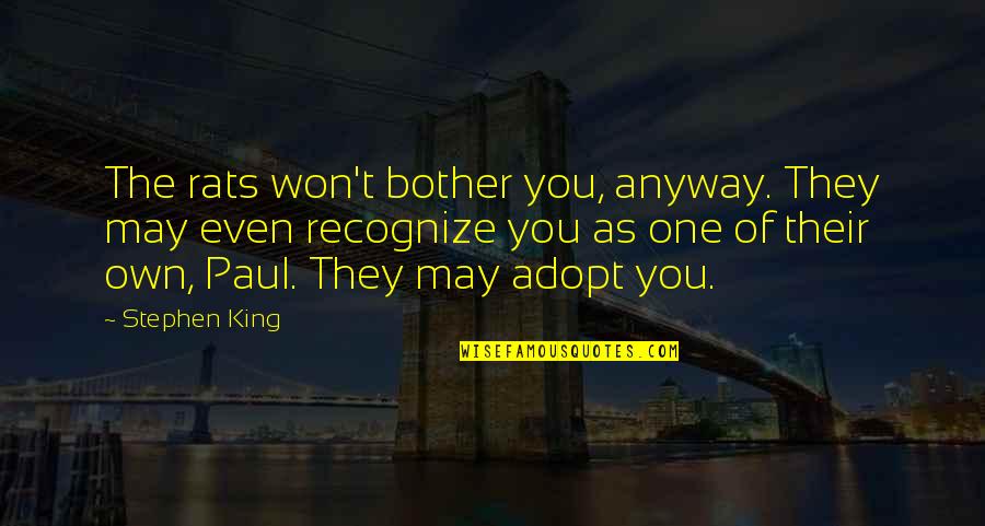 I Won't Bother You Quotes By Stephen King: The rats won't bother you, anyway. They may
