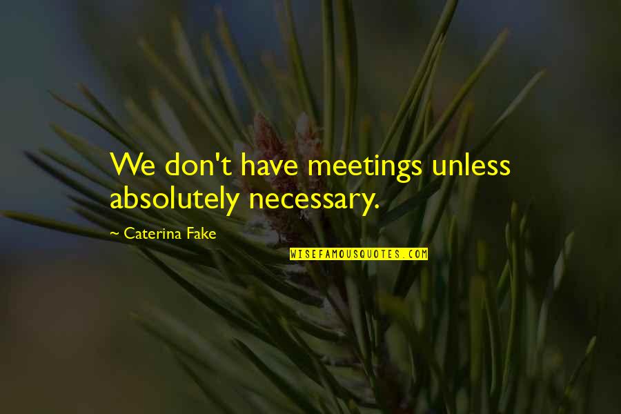 I Won't Ever Stop Loving You Quotes By Caterina Fake: We don't have meetings unless absolutely necessary. I Won't Ever Stop Loving You Quotes By Caterina Fake: We don't have meetings unless absolutely necessary.