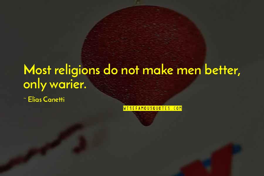 I Won't Give Up Search Quotes By Elias Canetti: Most religions do not make men better, only