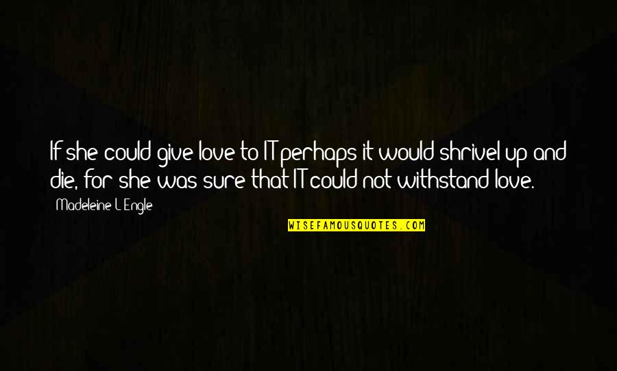 I Would Die For You Love Quotes By Madeleine L'Engle: If she could give love to IT perhaps