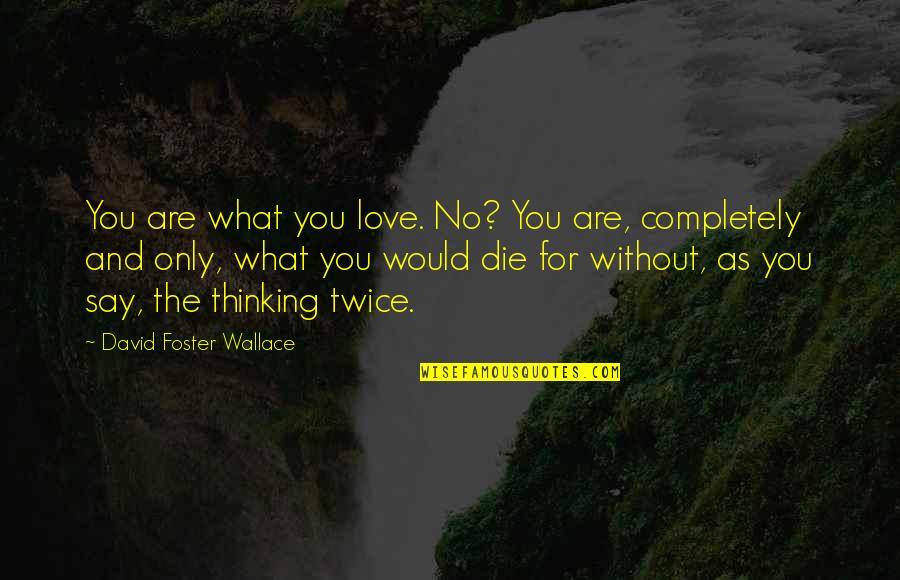 I Would Love To Die Quotes By David Foster Wallace: You are what you love. No? You are,