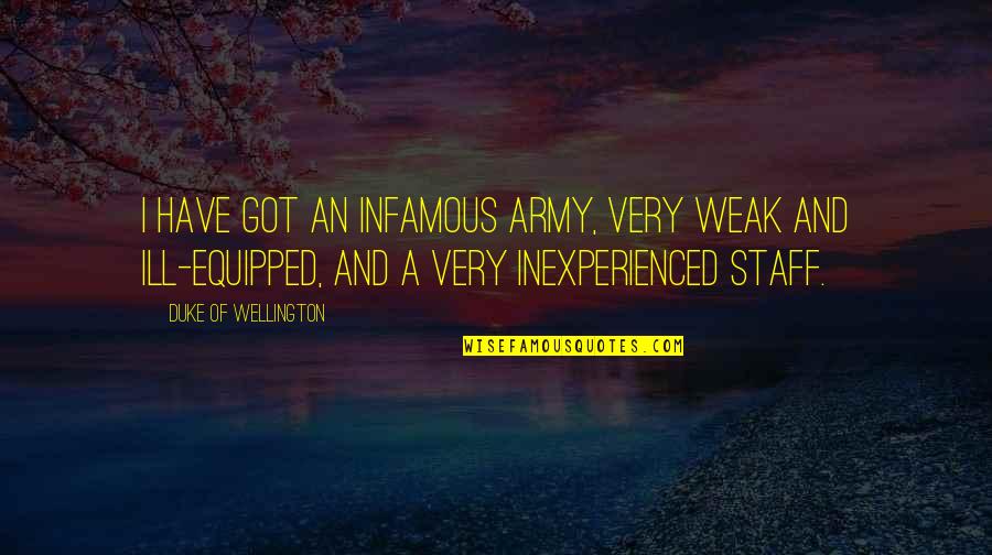 Iacocca Book Quotes By Duke Of Wellington: I have got an infamous army, very weak