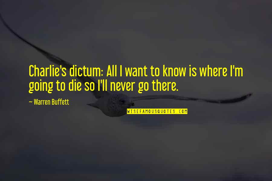 Iadul Lui Quotes By Warren Buffett: Charlie's dictum: All I want to know is Iadul Lui Quotes By Warren Buffett: Charlie's dictum: All I want to know is