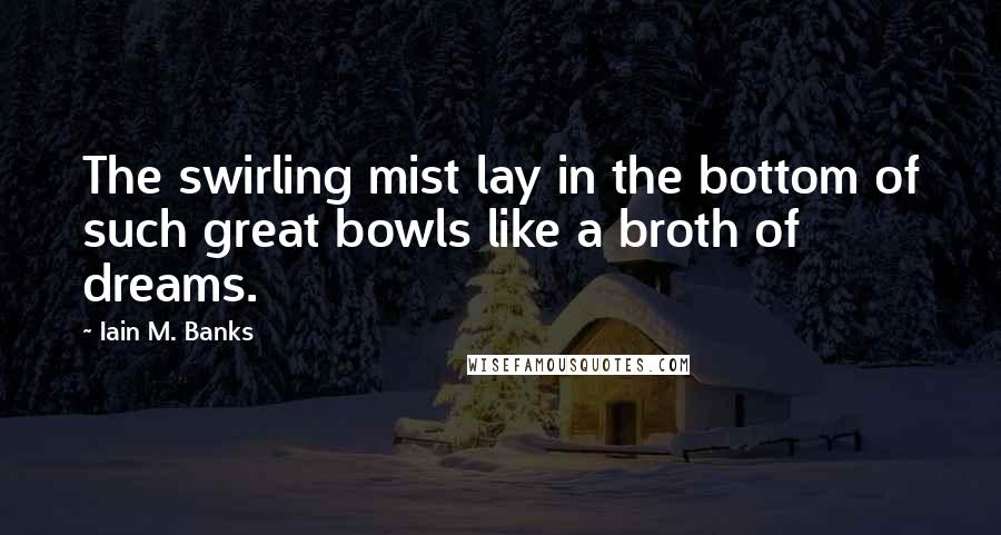 Iain M. Banks quotes: The swirling mist lay in the bottom of such great bowls like a broth of dreams.