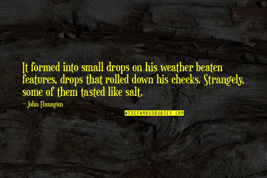 Iamblichus De Mysteriis Quotes By John Flanagan: It formed into small drops on his weather