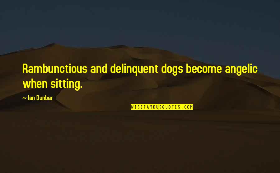 Ian Dunbar Quotes By Ian Dunbar: Rambunctious and delinquent dogs become angelic when sitting.