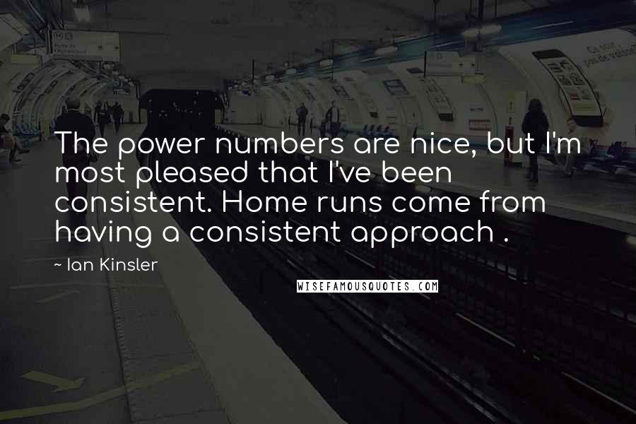 Ian Kinsler quotes: The power numbers are nice, but I'm most pleased that I've been consistent. Home runs come from having a consistent approach .