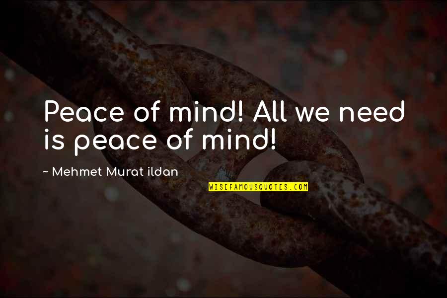 Ian Mcculloch Quotes By Mehmet Murat Ildan: Peace of mind! All we need is peace