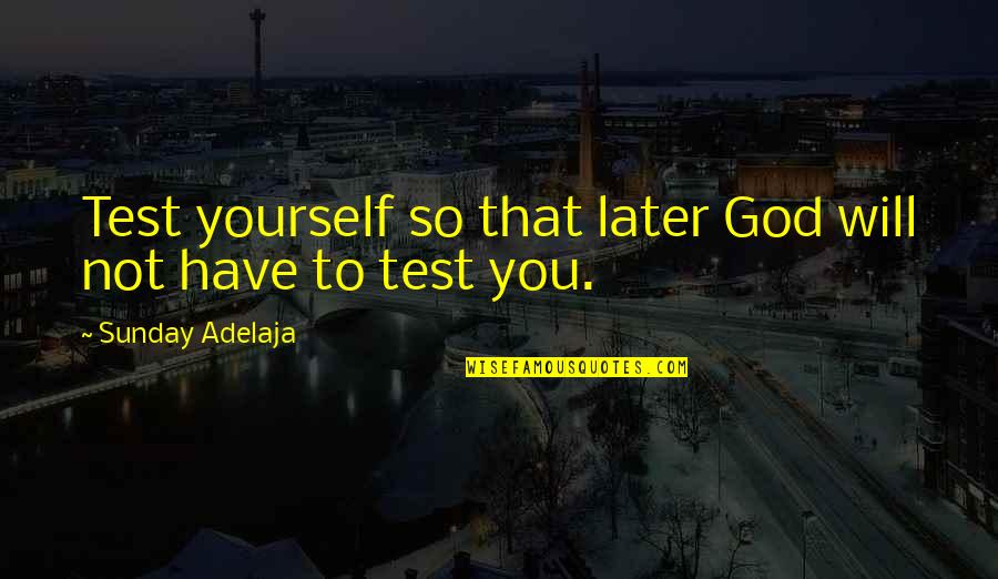 Ian Molly Meldrum Quotes By Sunday Adelaja: Test yourself so that later God will not Ian Molly Meldrum Quotes By Sunday Adelaja: Test yourself so that later God will not