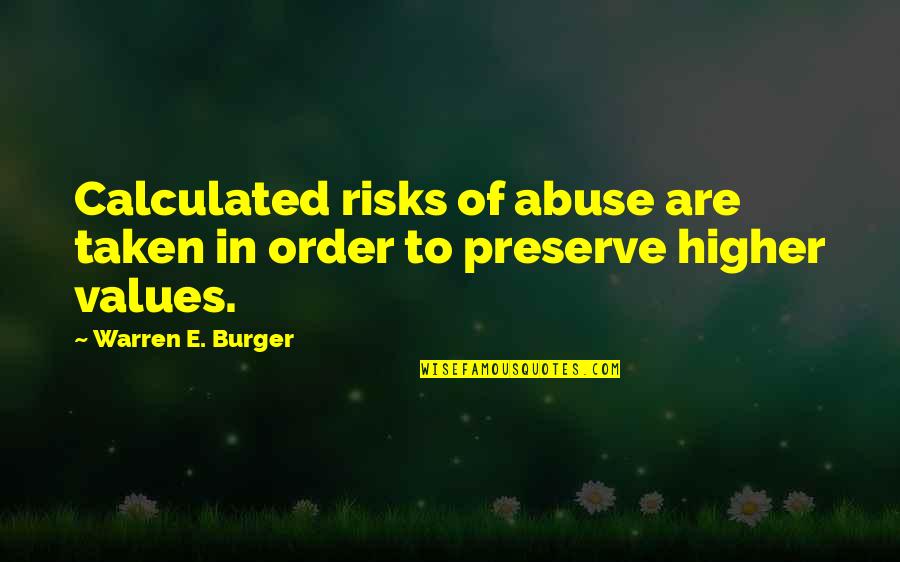 Ibby Teljes Quotes By Warren E. Burger: Calculated risks of abuse are taken in order