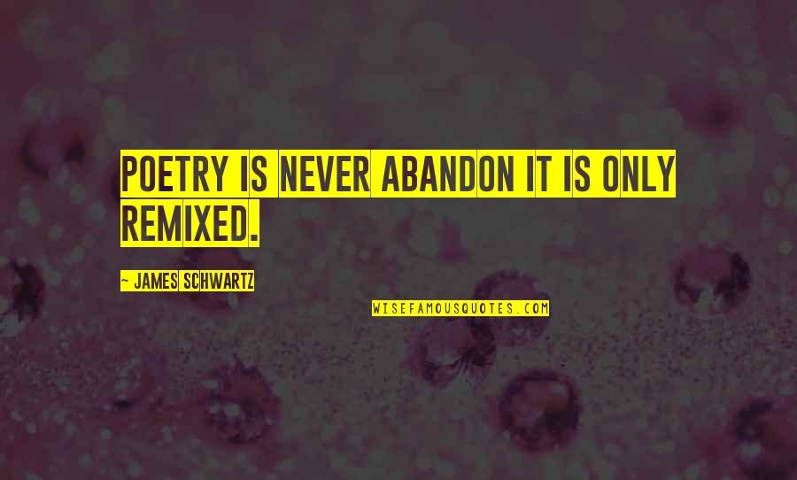 Ibn Khaldoun Quotes By James Schwartz: Poetry is never abandon it is only remixed.