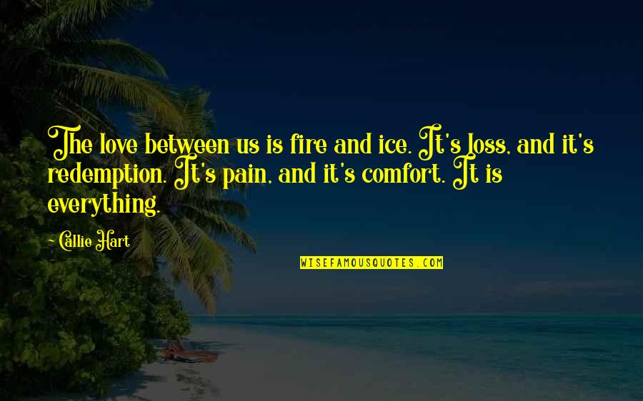 Ice And Fire Quotes By Callie Hart: The love between us is fire and ice.