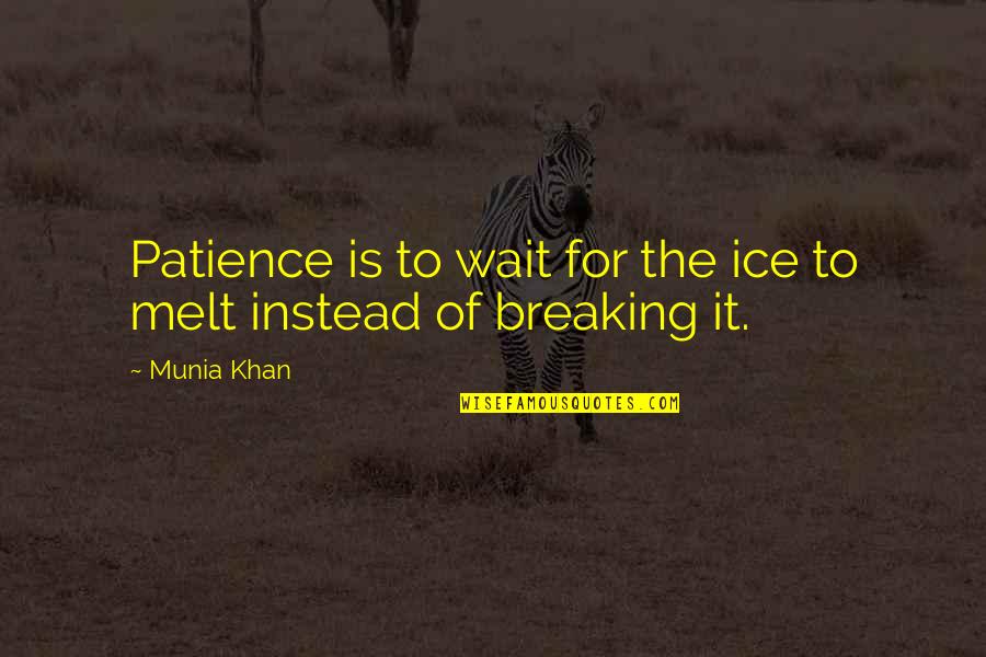 Ice Breaking Quotes By Munia Khan: Patience is to wait for the ice to