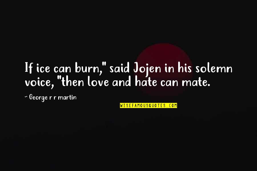 Ice Burn Quotes By George R R Martin: If ice can burn," said Jojen in his