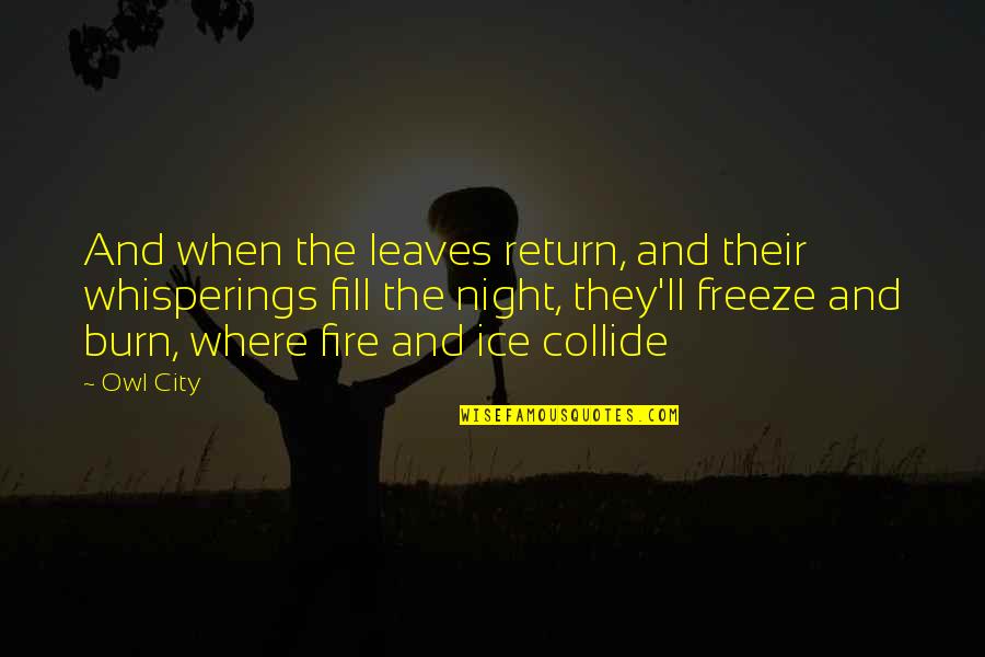 Ice Burn Quotes By Owl City: And when the leaves return, and their whisperings