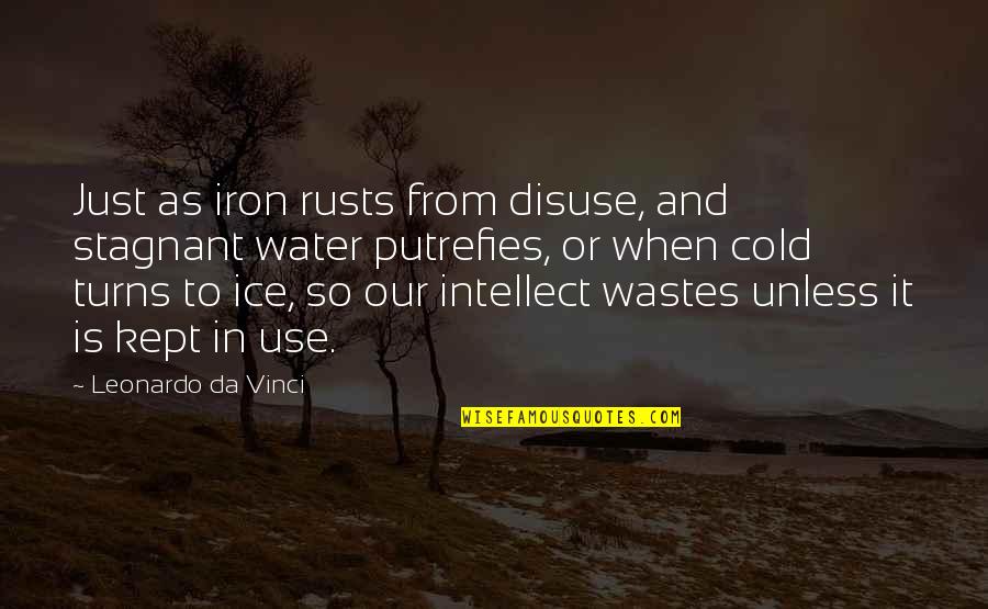 Ice Cold Quotes By Leonardo Da Vinci: Just as iron rusts from disuse, and stagnant