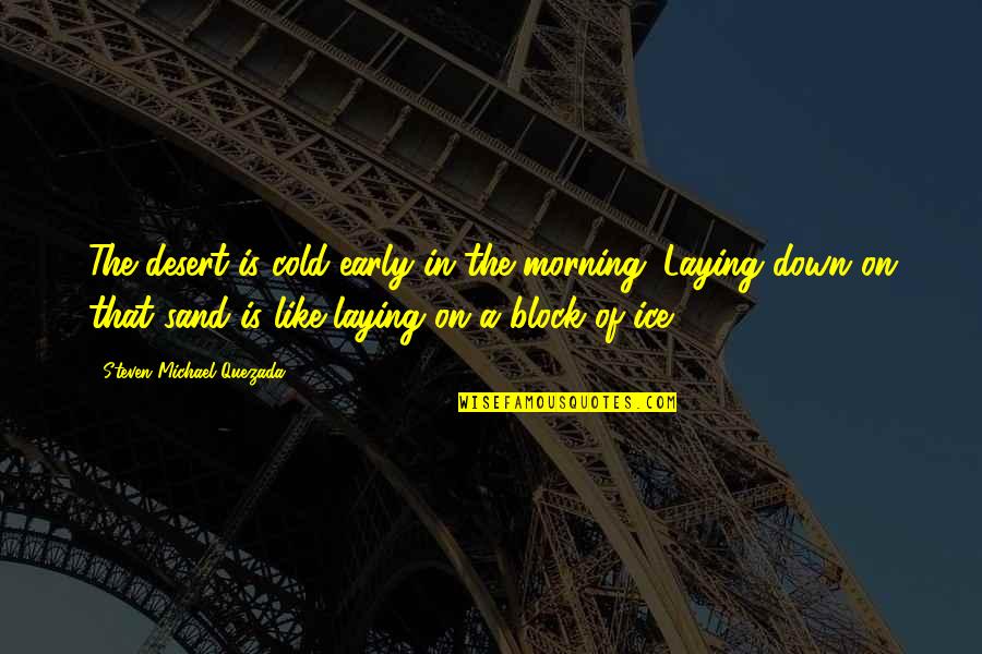 Ice Cold Quotes By Steven Michael Quezada: The desert is cold early in the morning.