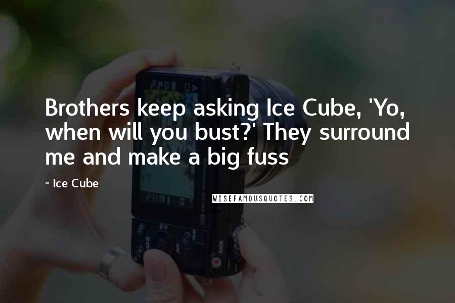 Ice Cube quotes: Brothers keep asking Ice Cube, 'Yo, when will you bust?' They surround me and make a big fuss