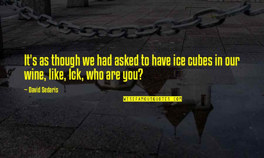 Ice Cubes Quotes By David Sedaris: It's as though we had asked to have