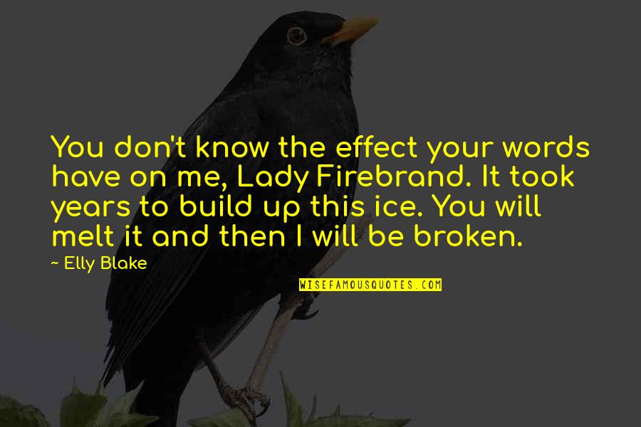 Ice Melt Quotes By Elly Blake: You don't know the effect your words have