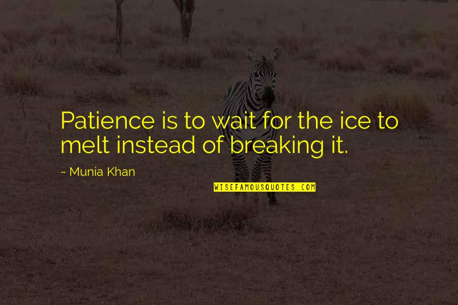 Ice Melt Quotes By Munia Khan: Patience is to wait for the ice to