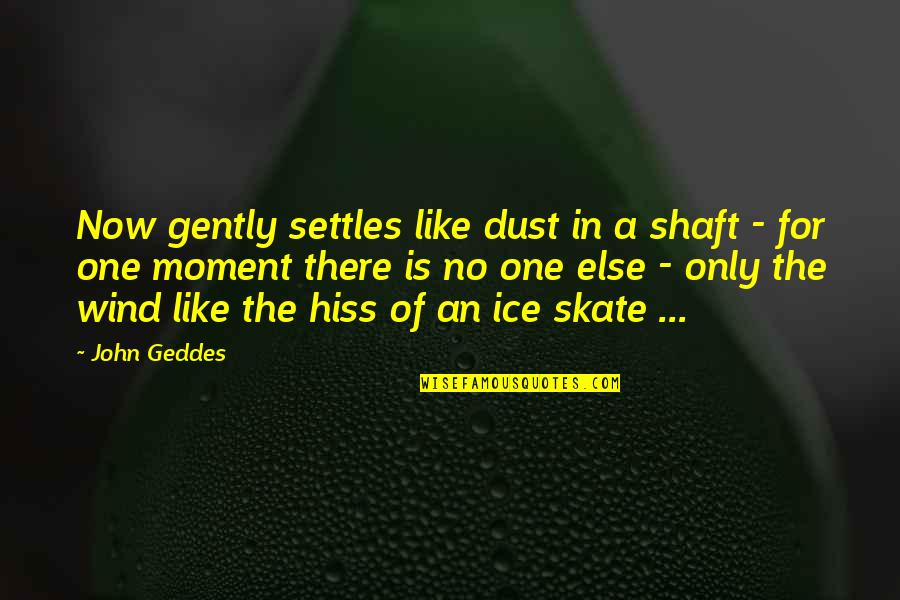 Ice Skate Quotes By John Geddes: Now gently settles like dust in a shaft