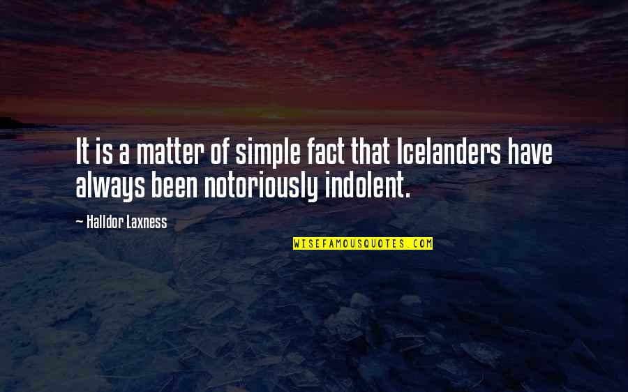 Icelanders Quotes By Halldor Laxness: It is a matter of simple fact that