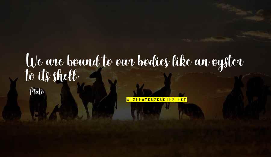 Iches Quotes By Plato: We are bound to our bodies like an