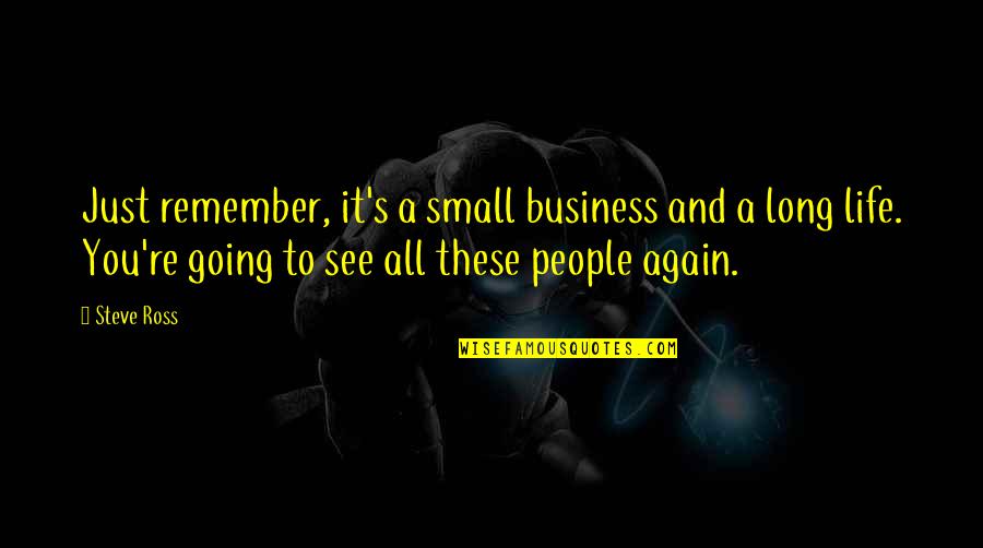 Ichoue Quotes By Steve Ross: Just remember, it's a small business and a