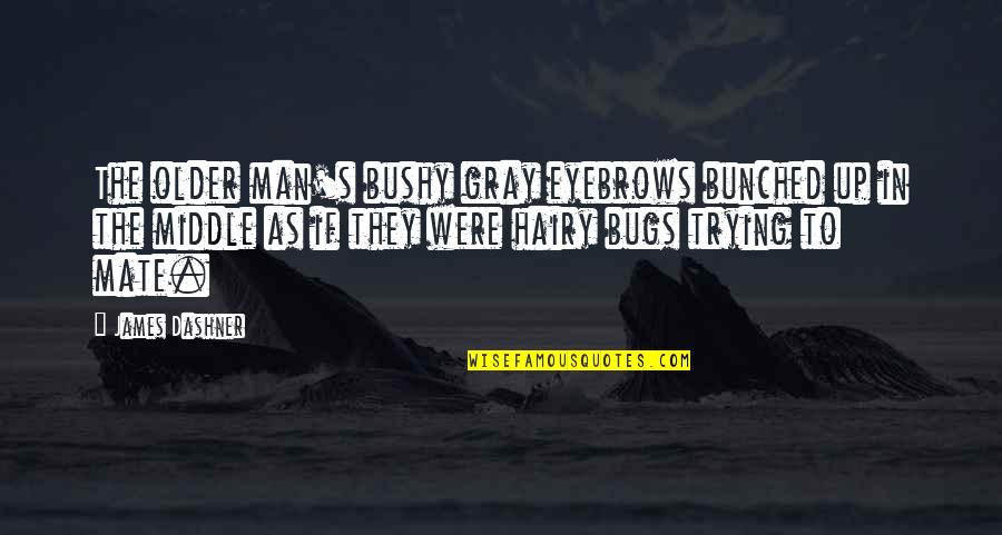 Icon Quote Quotes By James Dashner: The older man's bushy gray eyebrows bunched up Icon Quote Quotes By James Dashner: The older man's bushy gray eyebrows bunched up