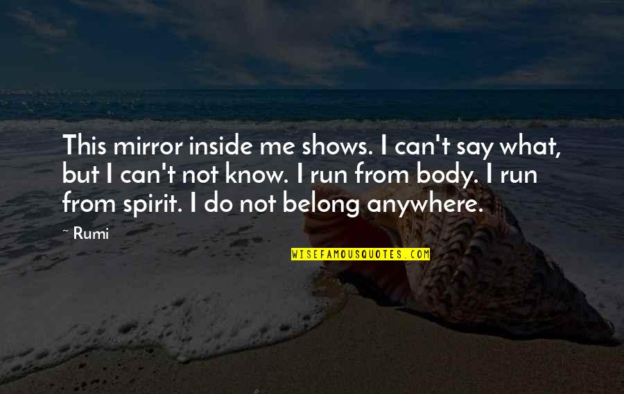I'd Know You Anywhere Quotes By Rumi: This mirror inside me shows. I can't say