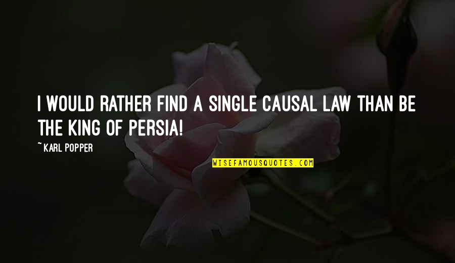I'd Rather Single Than Quotes By Karl Popper: I would rather find a single causal law