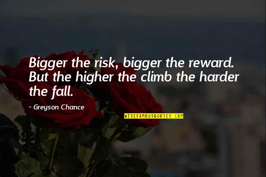 I'd Risk The Fall Quotes By Greyson Chance: Bigger the risk, bigger the reward. But the