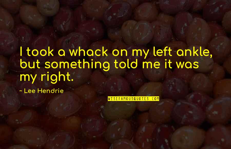 I'd Risk The Fall Quotes By Lee Hendrie: I took a whack on my left ankle,