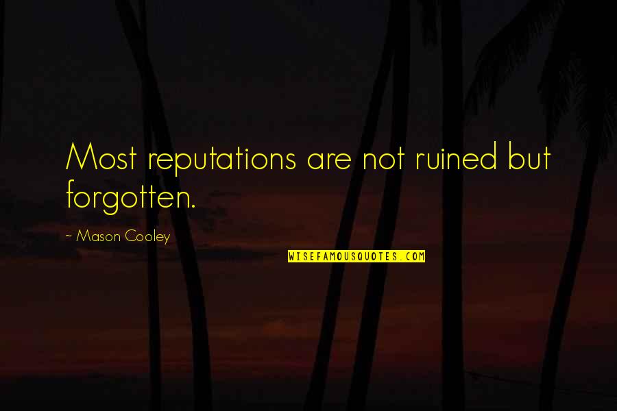 Ida Pfeiffer Quotes By Mason Cooley: Most reputations are not ruined but forgotten.