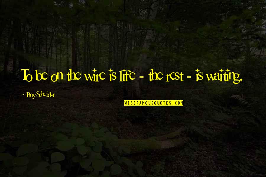 Idaho Quote Quotes By Roy Scheider: To be on the wire is life -