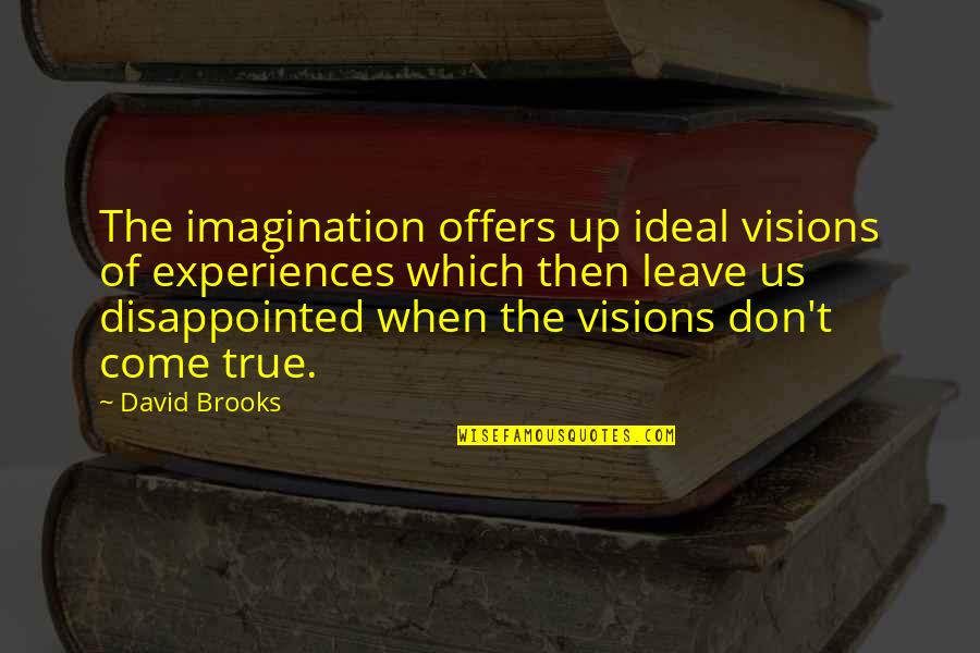 Ideal Quotes By David Brooks: The imagination offers up ideal visions of experiences