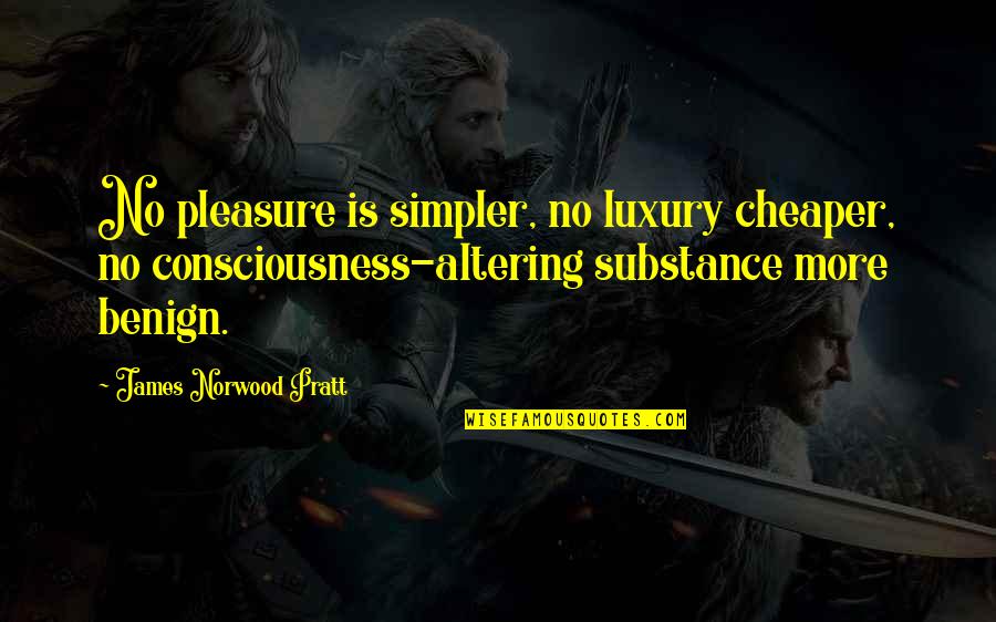 Ideal School Quotes By James Norwood Pratt: No pleasure is simpler, no luxury cheaper, no