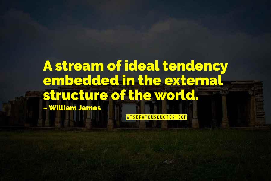 Ideal World Quotes By William James: A stream of ideal tendency embedded in the