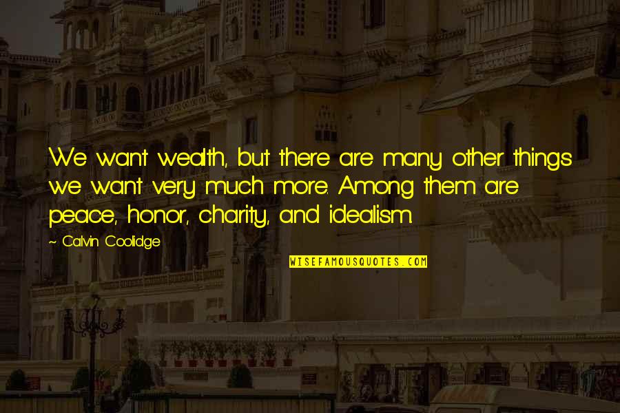 Idealism Quotes By Calvin Coolidge: We want wealth, but there are many other Idealism Quotes By Calvin Coolidge: We want wealth, but there are many other