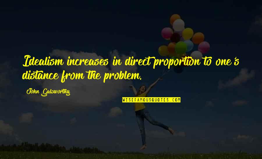 Idealism Quotes By John Galsworthy: Idealism increases in direct proportion to one's distance